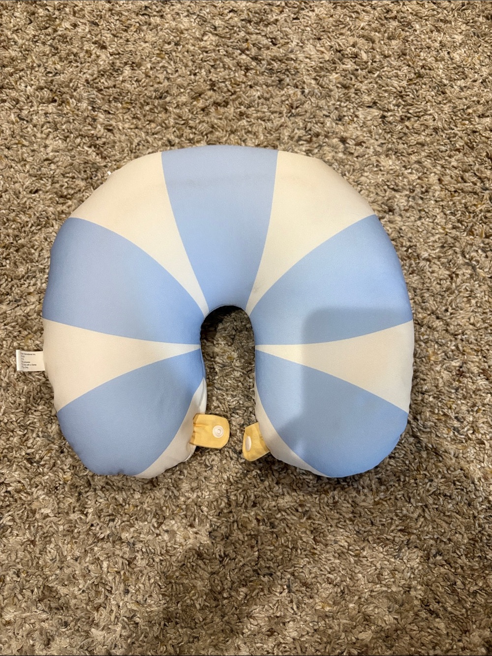Kids Neck Plush to Neck Support Travel Pillow - Blue & White